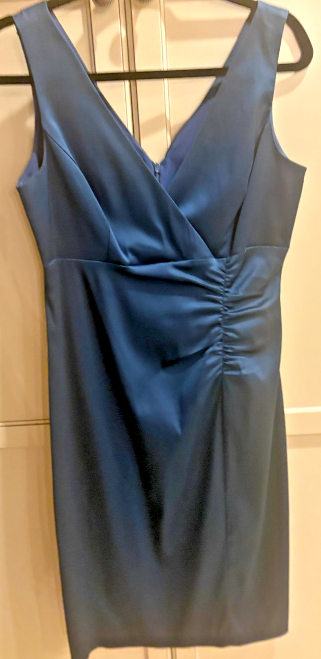 Donna Ricco NY Dress Shirred Front Sleeveless Womens Size 8 Dark Aqua